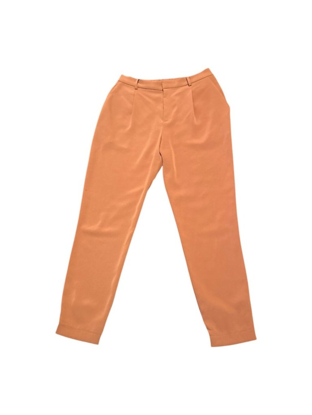 Uniqlo Women's High Waisted Pleated Crop Pants Sz M 28-29in Orange Check Desc